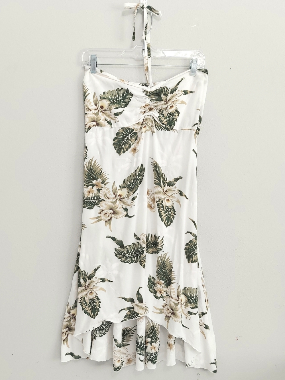 Sunny Island Hawaii Halter Tie White Sun Dress Midi Tropical Large